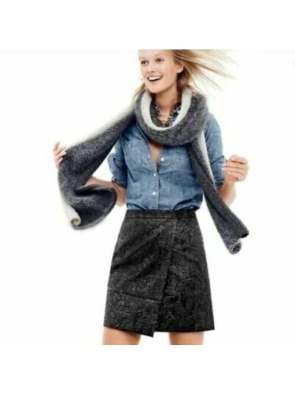 J. Crew Skirt Style B4754 Origami Skirt Black Metallic Size 4 NWT